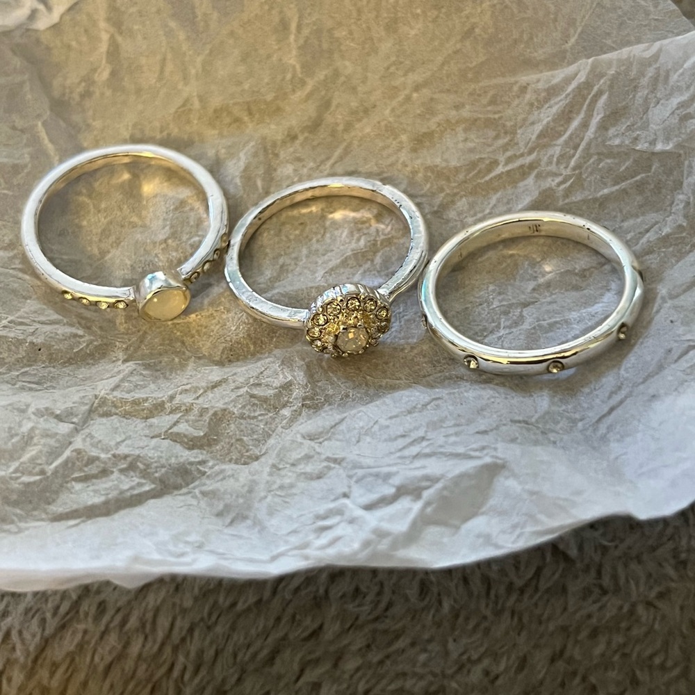 Avon Silver-Tone Stackable Ring Set With Opalesce… - image 8